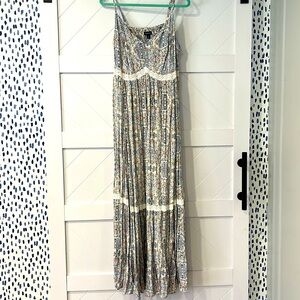 Torrid Blue and Cream Sequin Pleated Maxi Sundress